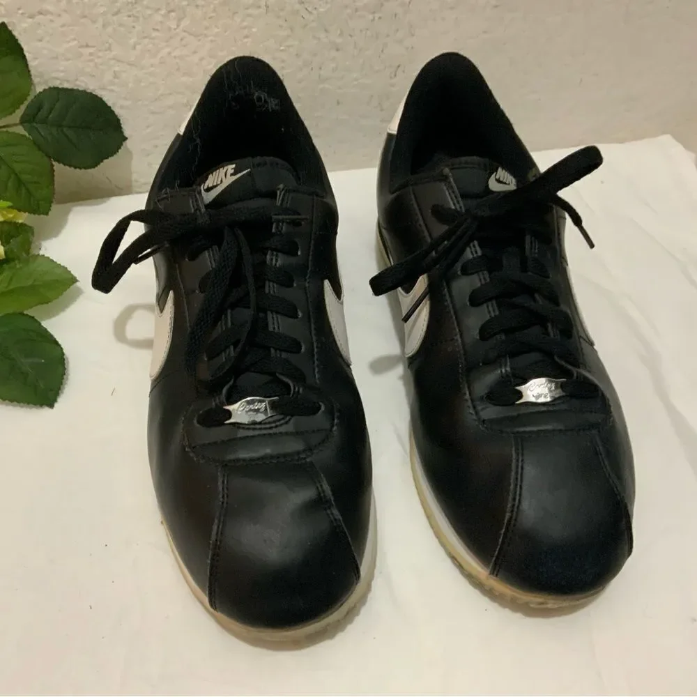 Nike Cortez '72 Basic Leather Black White Lace Up Sneakers Running Shoes 13